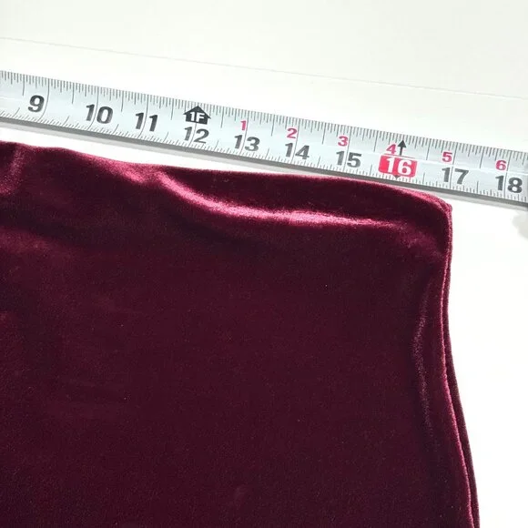 Vtg Y2K Velvet Floral Pencil Skirt Stretch Burgundy Witchy Whimsigoth - Picture 10 of 13